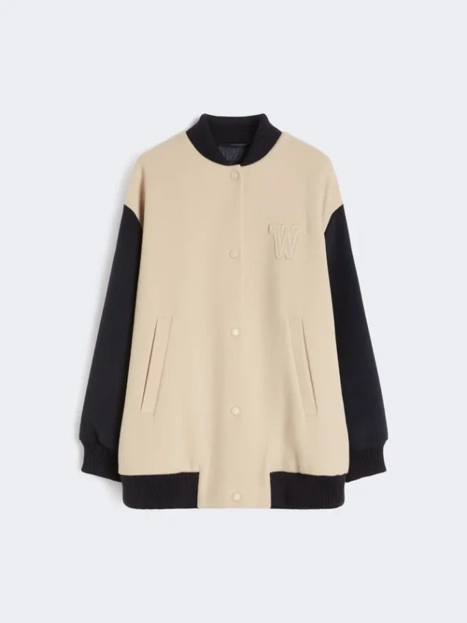 Giacca bomber in lana Double Face, color sabbia Giacca bomber in lana Double Face, color sabbia