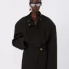 Giacca bomber oversize in cotone, nera