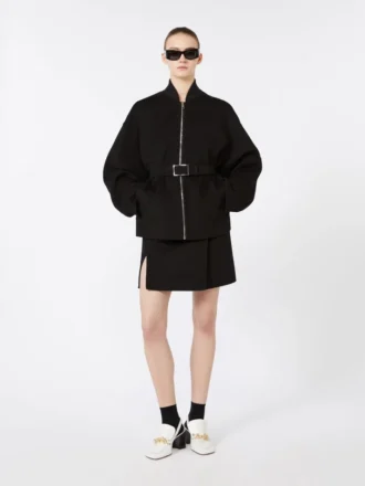 Giacca bomber oversize in lana, nera