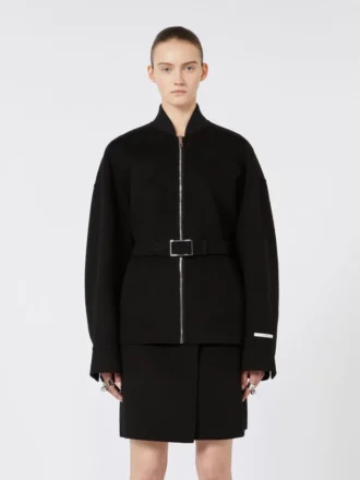 Giacca bomber oversize in lana, nera