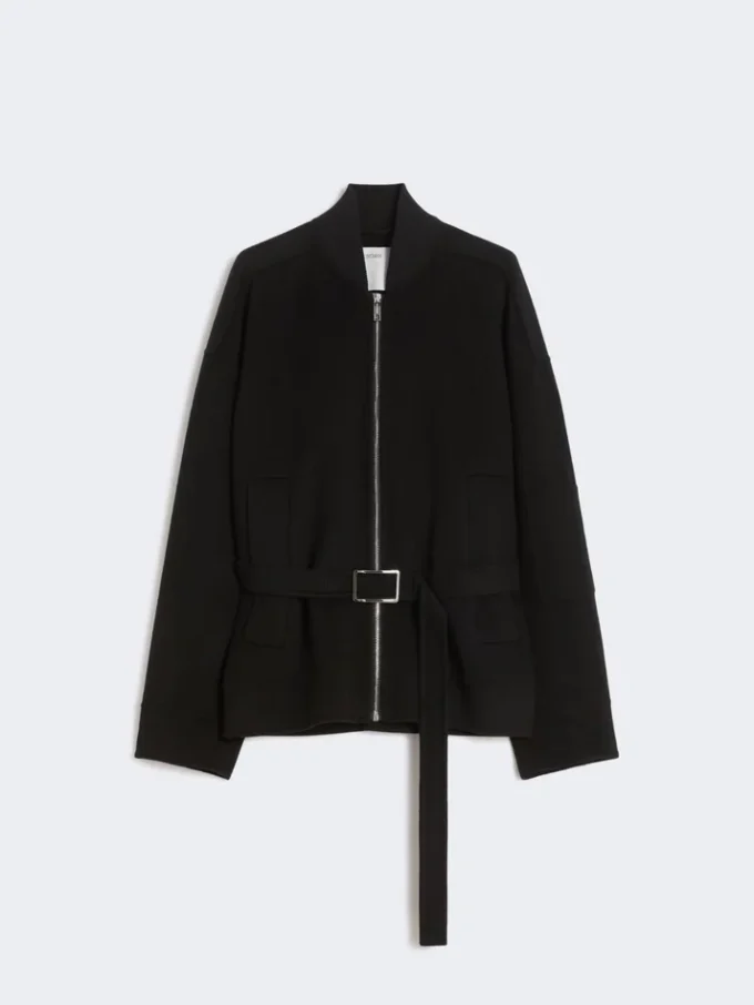 Giacca bomber oversize in lana, nera Giacca bomber oversize in lana, nera