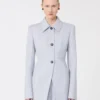 Giacca camicia aderente in gabardine, grigio medio