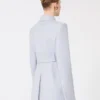 Giacca camicia aderente in gabardine, grigio medio