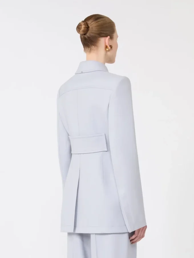 Giacca camicia aderente in gabardine, grigio medio