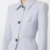 Giacca camicia aderente in gabardine, grigio medio