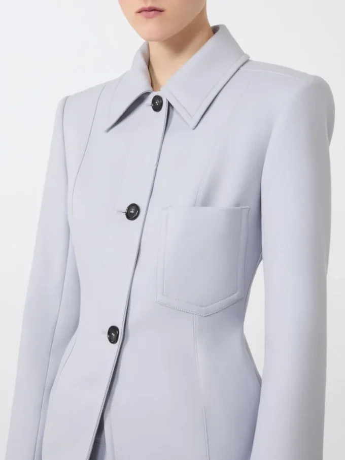 Giacca camicia aderente in gabardine, grigio medio