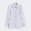 Giacca camicia aderente in gabardine, grigio medio