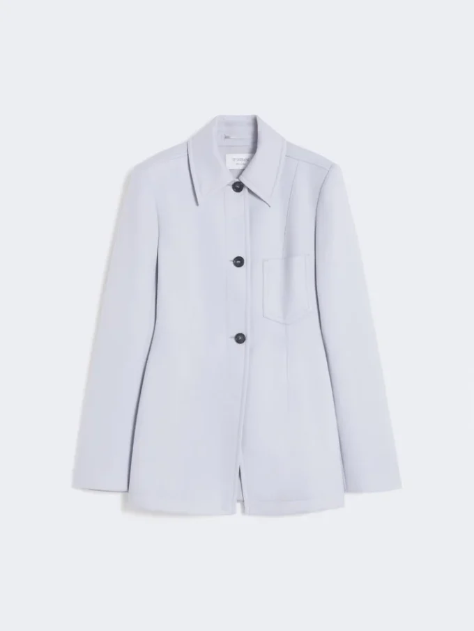 Giacca camicia aderente in gabardine, grigio medio