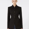 Giacca camicia aderente in gabardine, nera