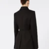 Giacca camicia aderente in gabardine, nera