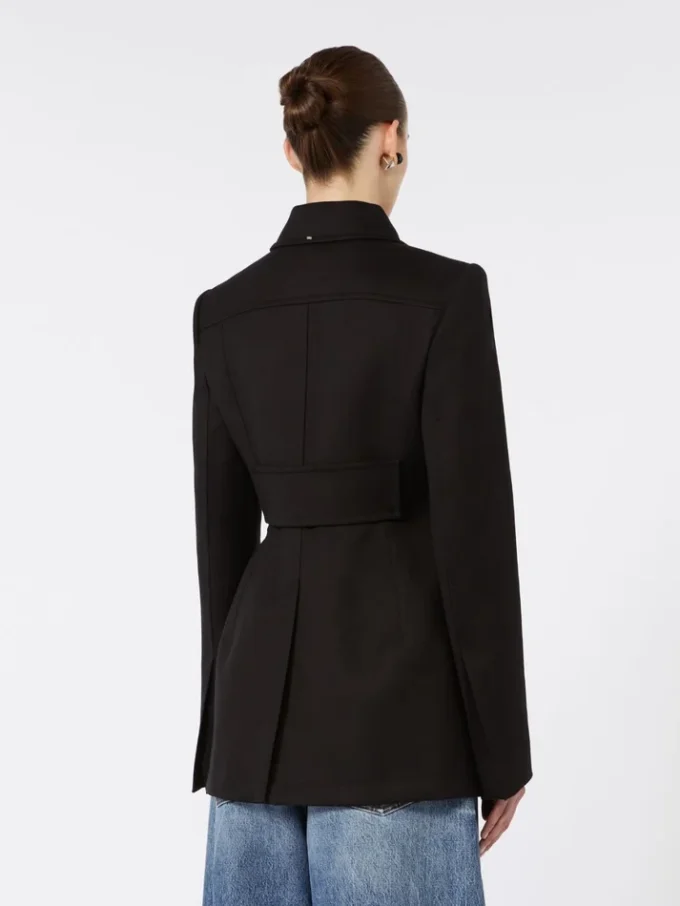 Giacca camicia aderente in gabardine, nera