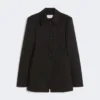 Giacca camicia aderente in gabardine, nera