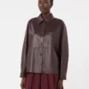 Giacca camicia in pelle nappa, bordeaux Giacca camicia in pelle nappa, bordeaux