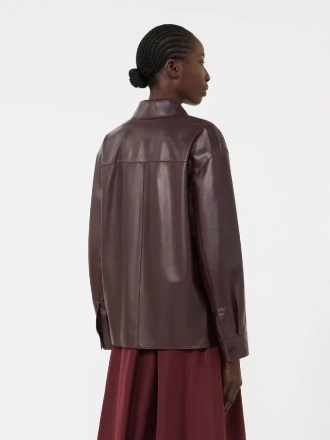 Giacca camicia in pelle nappa, bordeaux Giacca camicia in pelle nappa, bordeaux