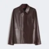 Giacca camicia in pelle nappa, bordeaux Giacca camicia in pelle nappa, bordeaux