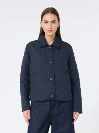 Giacca corta imbottita in tessuto idrorepellente, blu navy