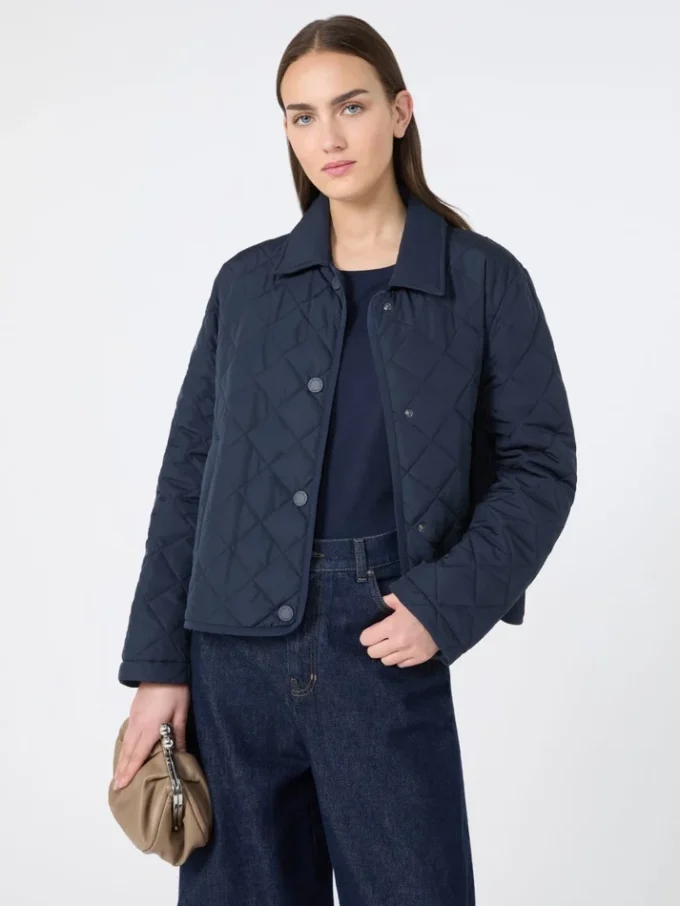 Giacca corta imbottita in tessuto idrorepellente, blu navy