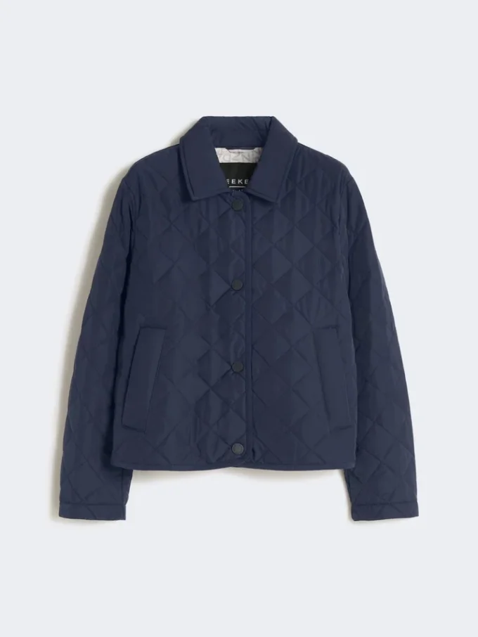 Giacca corta imbottita in tessuto idrorepellente, blu navy