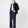 Giacca corta in lana e cashmere, blu notte