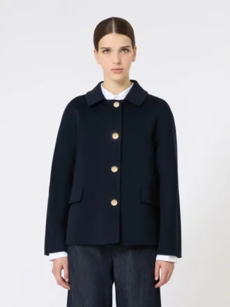 Giacca corta in lana e cashmere, blu notte