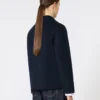 Giacca corta in lana e cashmere, blu notte