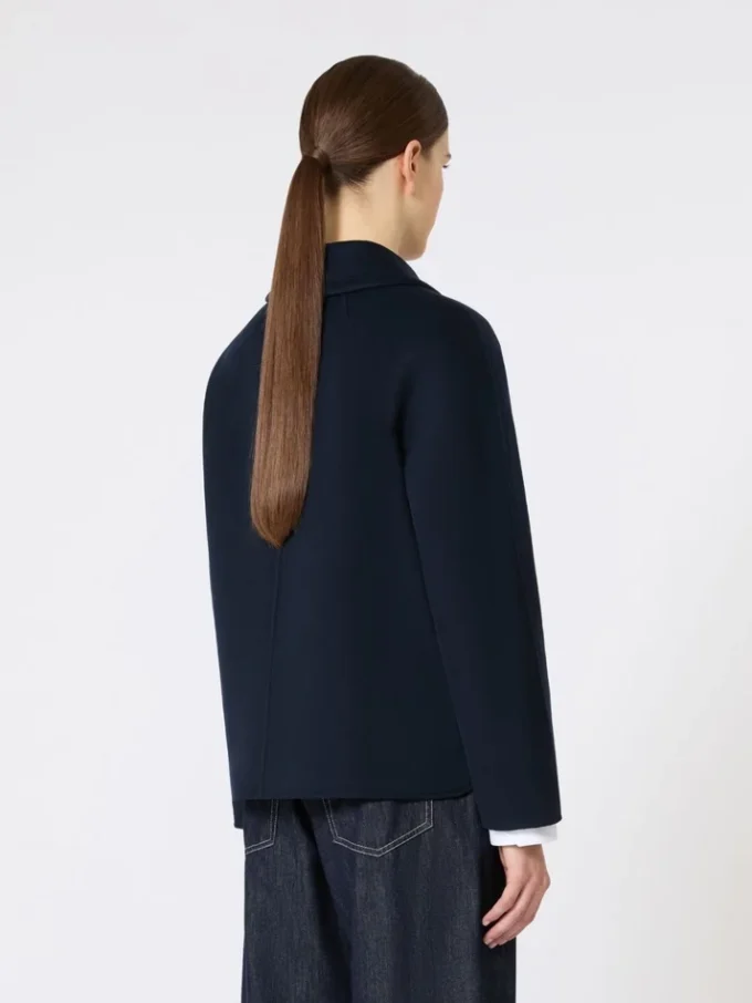 Giacca corta in lana e cashmere, blu notte
