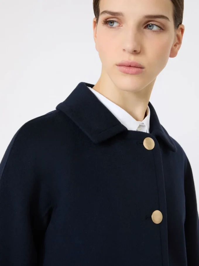 Giacca corta in lana e cashmere, blu notte