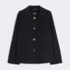Giacca corta in lana e cashmere, blu notte