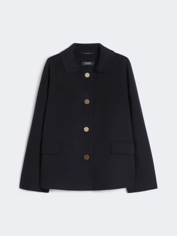Giacca corta in lana e cashmere, blu notte