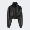Giacca corta in pelle, nera Giacca corta in pelle, nera