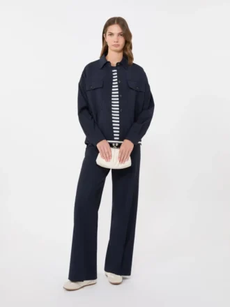 Giacca corta in tessuto di lana, blu navy
