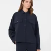 Giacca corta in tessuto di lana, blu navy Giacca corta in tessuto di lana, blu navy