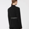 Giacca doppiopetto in cady con cintura, nera Giacca doppiopetto in cady con cintura, nera