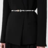 Giacca doppiopetto in cady con cintura, nera Giacca doppiopetto in cady con cintura, nera
