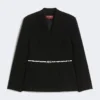 Giacca doppiopetto in cady con cintura, nera Giacca doppiopetto in cady con cintura, nera