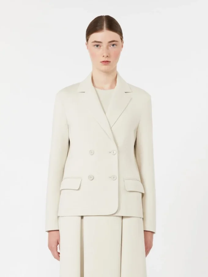 Giacca doppiopetto in jersey scuba, beige Giacca doppiopetto in jersey scuba, beige