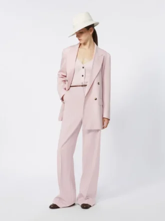 Giacca doppiopetto in lana, mohair e seta, rosa beige