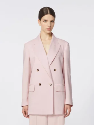 Giacca doppiopetto in lana, mohair e seta, rosa beige