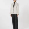 Giacca imbottita con cappuccio in tela idrorepellente, beige