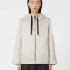 Giacca imbottita con cappuccio in tela idrorepellente, beige