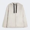 Giacca imbottita con cappuccio in tela idrorepellente, beige