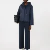 Giacca imbottita con cappuccio in tela idrorepellente, blu navy
