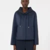 Giacca imbottita con cappuccio in tela idrorepellente, blu navy