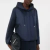 Giacca imbottita con cappuccio in tela idrorepellente, blu navy