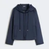 Giacca imbottita con cappuccio in tela idrorepellente, blu navy