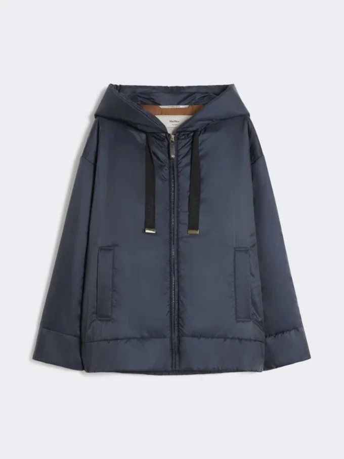 Giacca imbottita con cappuccio in tela idrorepellente, blu notte Giacca imbottita con cappuccio in tela idrorepellente, blu notte