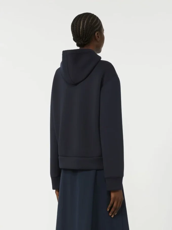 Giacca imbottita con cappuccio in tela idrorepellente e jersey, blu navy Giacca imbottita con cappuccio in tela idrorepellente e jersey, blu navy