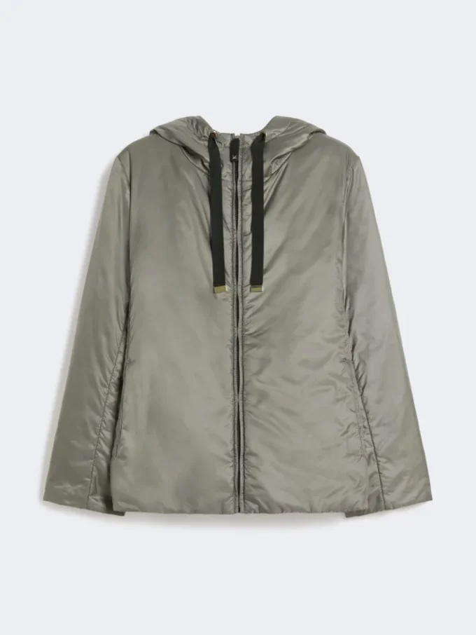 Giacca imbottita con cappuccio in tela idrorepellente, grigio medio