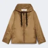 Giacca imbottita idrorepellente con cappuccio, color caramello