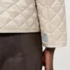 Giacca imbottita in tela idrorepellente con collo rotondo, color naturale